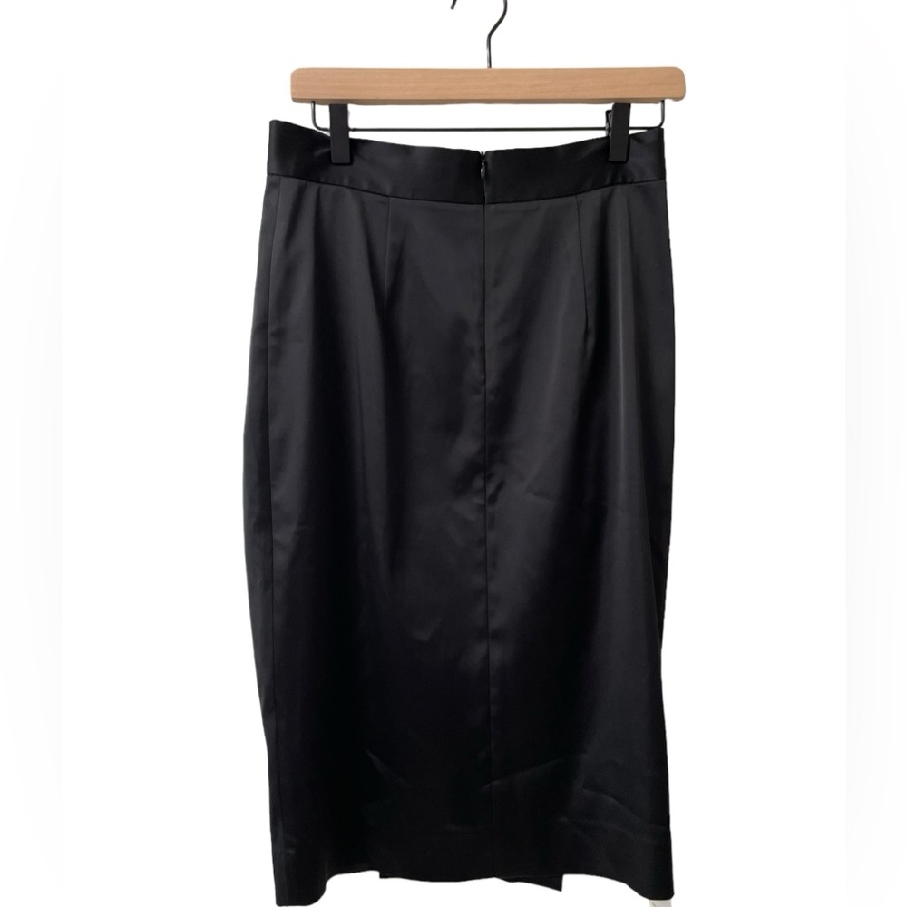 MM. Lafleur Perry Satin Faux Wrap‎ Lined Black Pencil Skirt - Picture 4 of 8